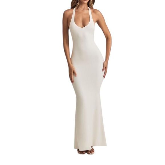 Oh Polly Dresses & Skirts - Oh Polly Hallie Modal Halterneck Maxi Dress in White